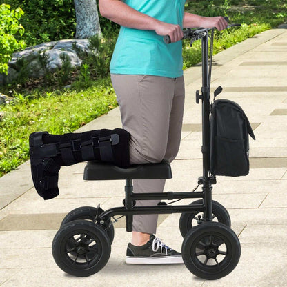 Orthonica Foldable Steel Knee Scooter Mobility Walker with 10-Inch Wheels Height Adjustable Storage Bag 136kg - Oz Mobility Store