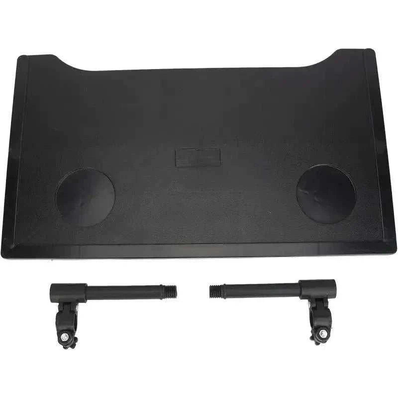 Plastic dining table tray with cup holders for wheelchair and elderly mobility use