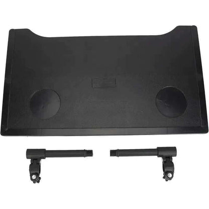 Plastic dining table tray with cup holders for wheelchair and elderly mobility use