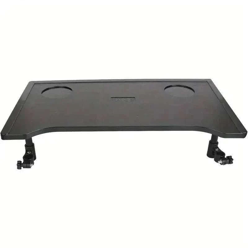 Plastic dining table tray for wheelchair with cup holders and textured surface for elderly mobility use
