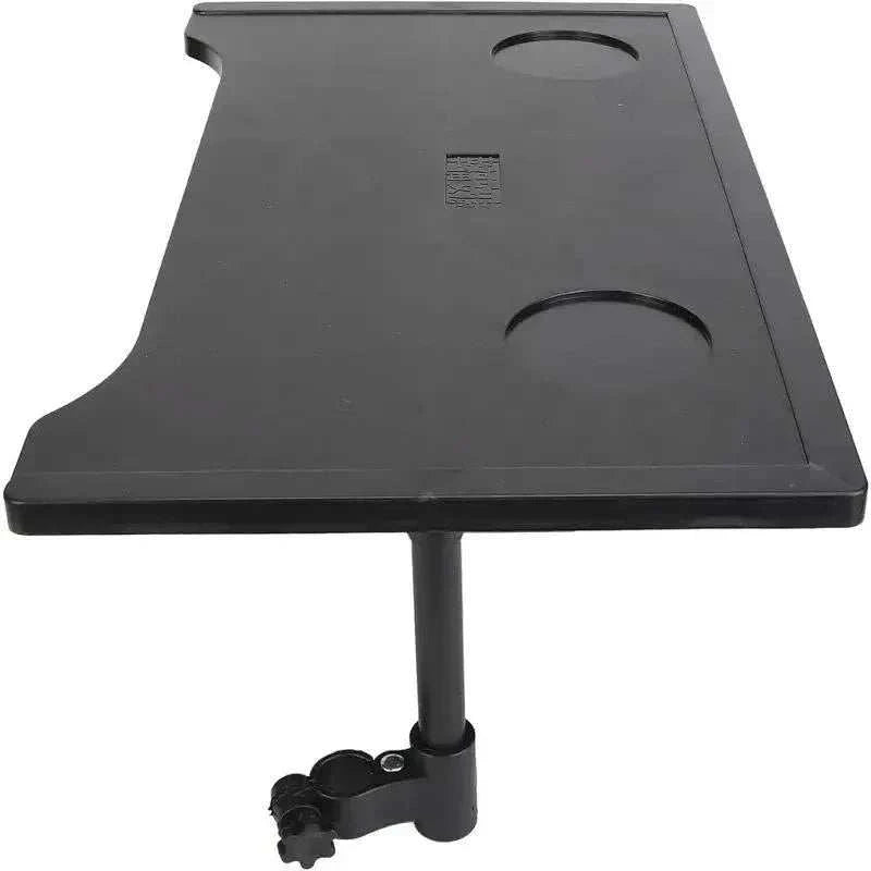 Plastic dining table tray with cup holders and textured surface for wheelchair and elderly mobility use