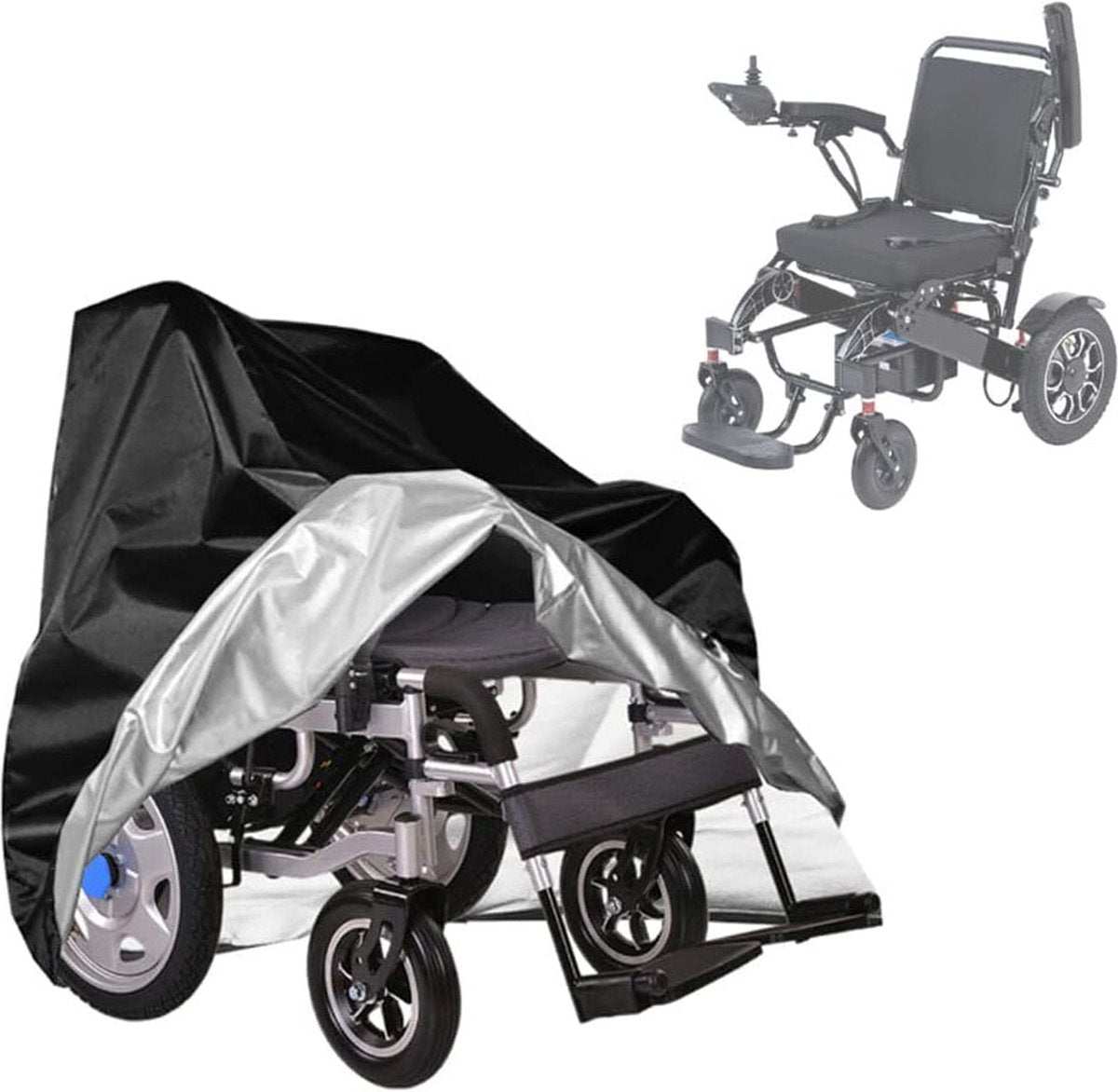 Waterproof and durable universal wheelchair cover 130x115x75 cm with UV protection and adjustable drawstring