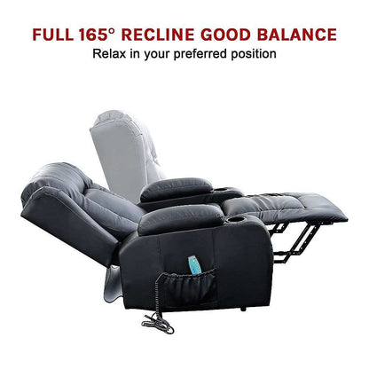 Recliner Chair – Electric Massage Lift Chair with Heat Function PU Leather Lounge Sofa Black - Oz Mobility Store