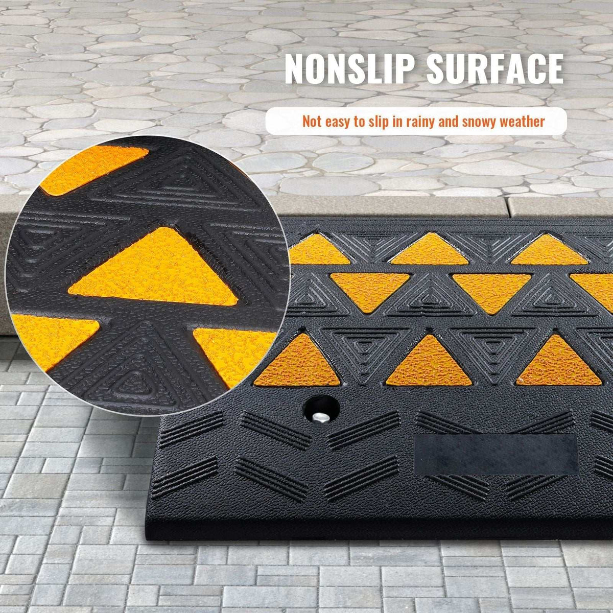 Rubber curb ramp 2 pack with 15.2 cm rise and 15 tons load capacity, heavy-duty driveway ramps with stable grid design for cars, wheelchairs, and bikes