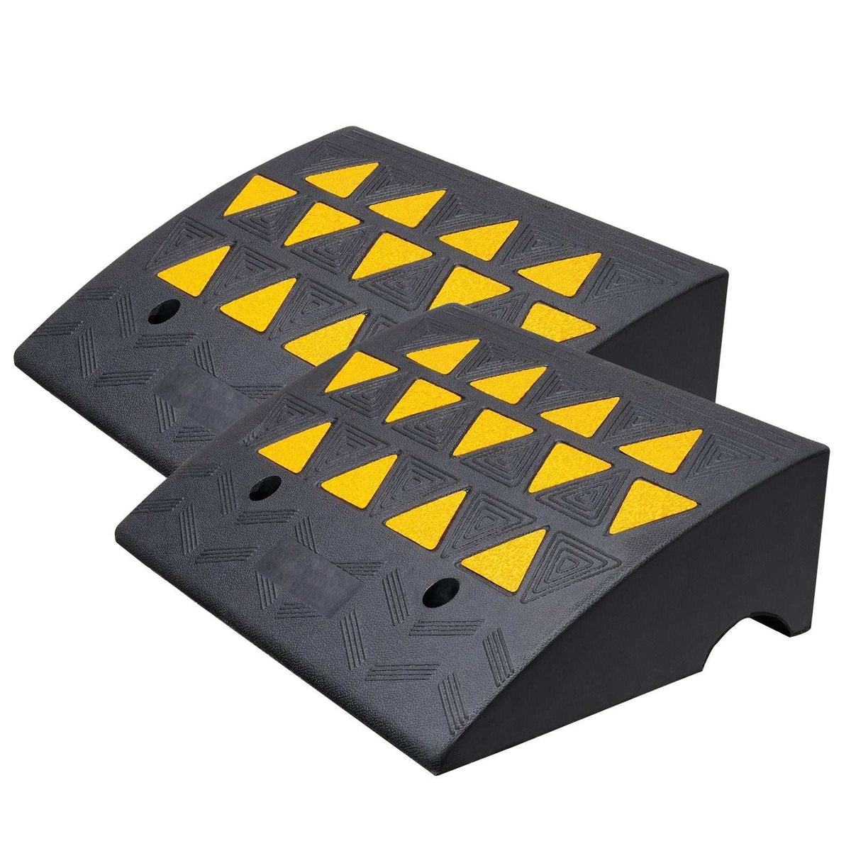 Heavy-duty rubber curb ramp 2 pack with 15.2 cm rise and 15 tons load capacity for cars, wheelchairs, and motorcycles