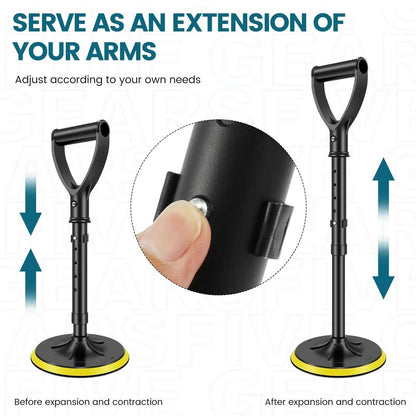 Height-adjustable yellow stand assist mobility aid with heavy-duty metal frame and non-slip base for elderly support