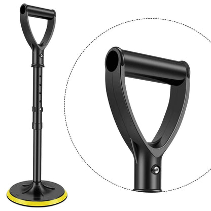 Height-adjustable stand assist mobility aid with heavy-duty metal frame and non-slip base for elderly support
