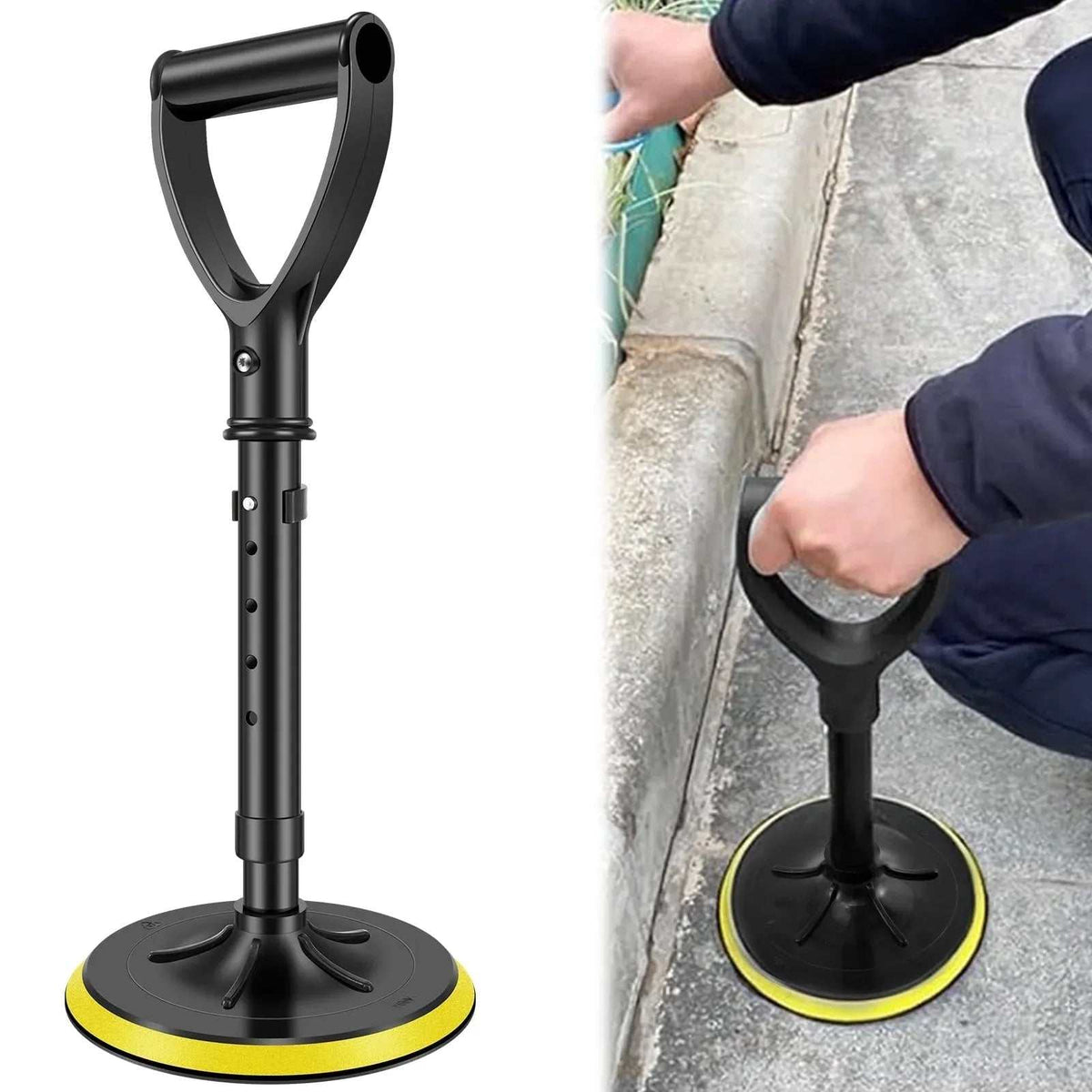 Height-adjustable stand assist mobility aid with heavy-duty metal frame and non-slip base for elderly support
