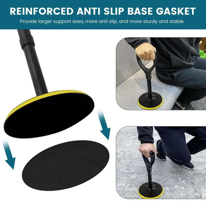 Height-adjustable yellow stand assist mobility aid with heavy-duty metal frame and non-slip base for elderly support