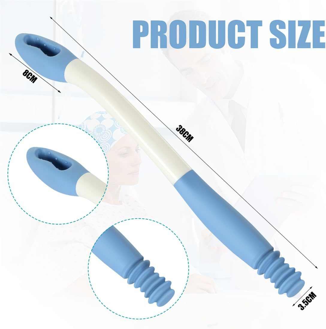 Long reach butt wiper toilet aid with silicone head and ergonomic 15-inch handle for easy self-wiping and hygiene assistance