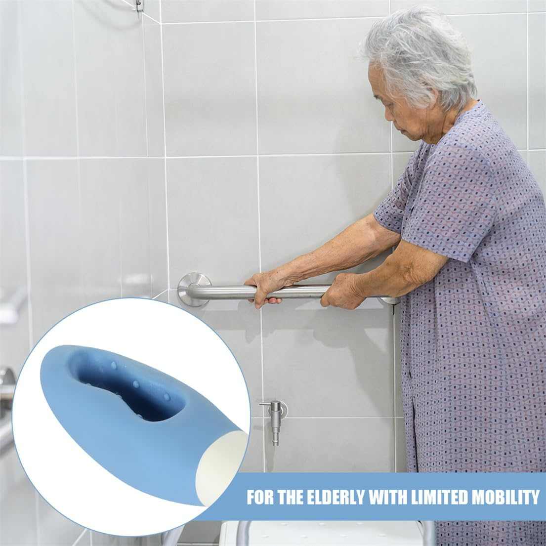 Long reach butt wiper with silicone head and ergonomic 15-inch handle for easy self-cleaning and hygiene assistance