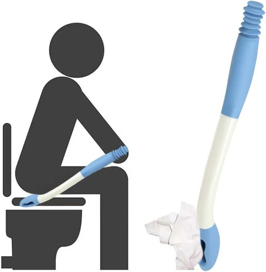Long reach butt wiper aid with 15-inch ergonomic handle for easy self-wiping and personal hygiene assistance