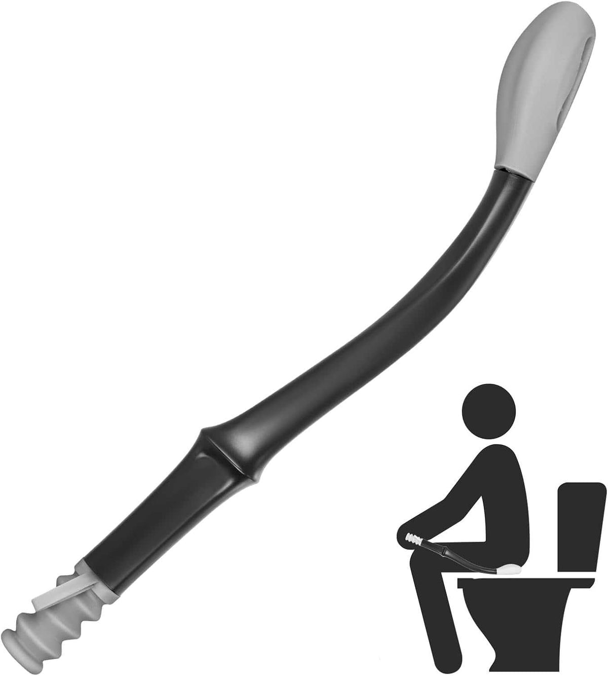 15-inch long handle toilet aids tool with silicone wiper for elderly and disabled toileting assistance