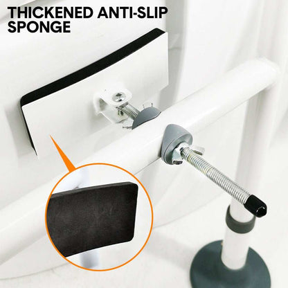 Adjustable toilet frame support with sturdy grab handles for elderly and disabled safety assistance