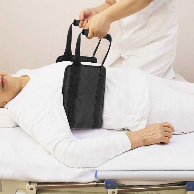 Transfer nursing sling with soft padded handles and breathable nylon fabric for elderly patient lifting and mobility assistance