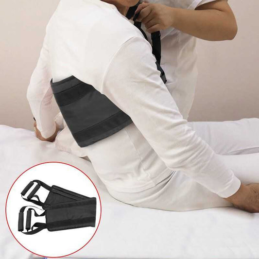Transfer nursing sling with padded handles and breathable nylon fabric for elderly patient lifting and mobility assistance