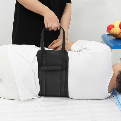 Transfer nursing sling with padded handles and breathable nylon fabric for elderly and disabled patient lifting and mobility assistance