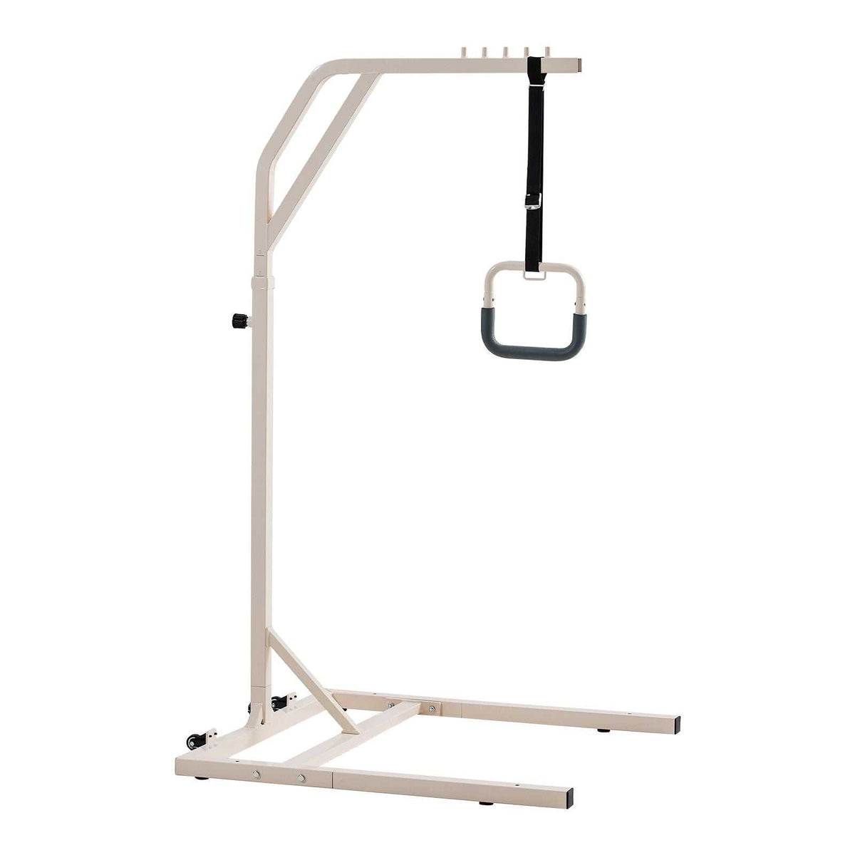 Height-adjustable freestanding trapeze bar for bed mobility with wheels and 300lbs capacity for elderly and disabled care