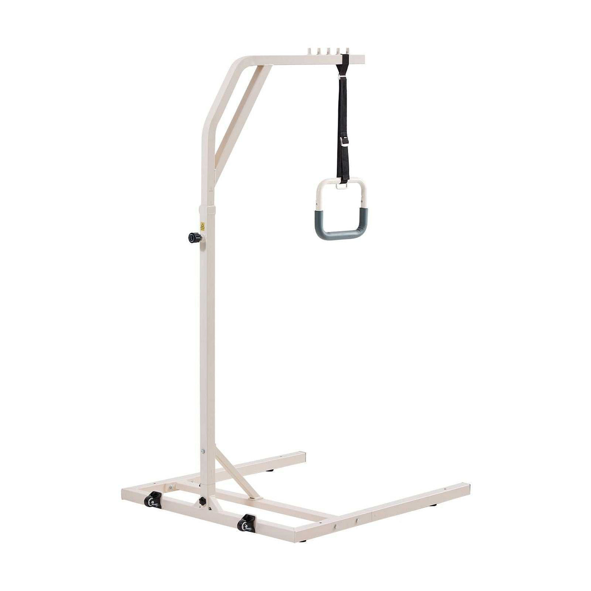 Height-adjustable trapeze bar for bed mobility with wheels and 300lbs capacity for elderly and disabled use