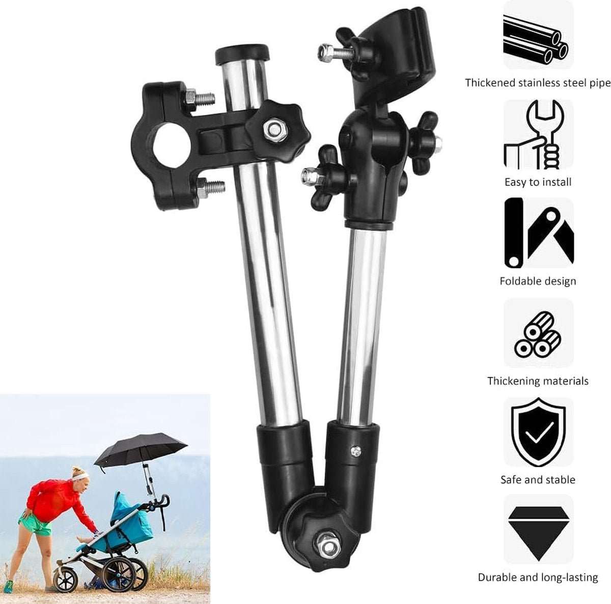 Adjustable universal umbrella holder mounted on bicycle for all-weather protection