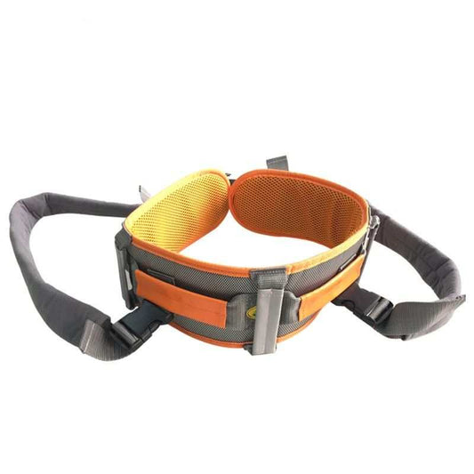 Orange buckle gait belt with detachable leg straps for elderly and disabled mobility assistance