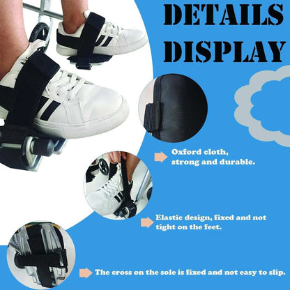 Wheelchair restraint shoes with adjustable hook-and-loop straps for secure foot positioning on wheelchair pedals
