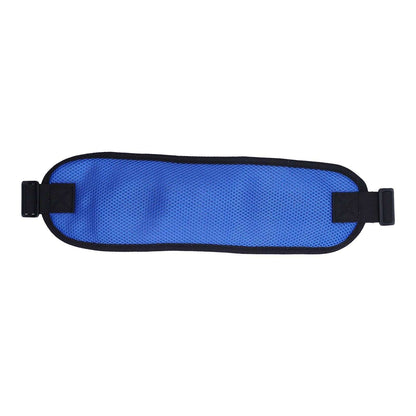Blue adjustable wheelchair seatbelt with padded mesh fabric for safety and comfort